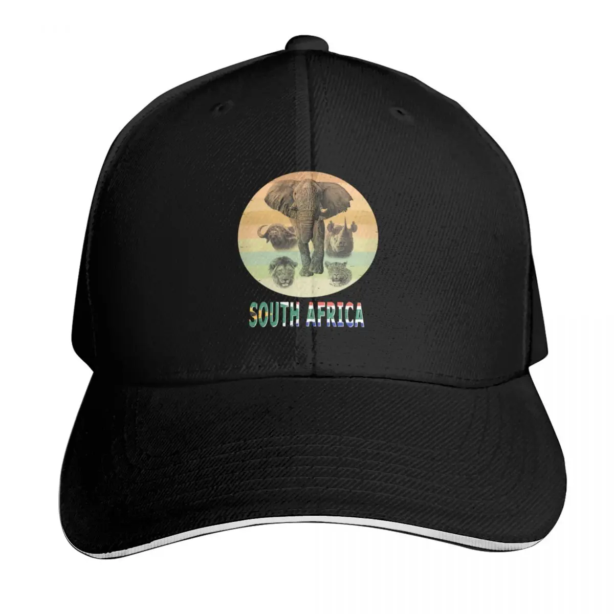 South Africa Wildlife Big Five Artwork for South Africa Safari Baseball Cap Men Women Casual Summer Sport Sun Cap