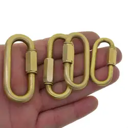 M4 M5 heavy duty EXTRA strong solid Brass Oval Screw lock Carabiner keychains climb boat chain connector quick link EDC FOB