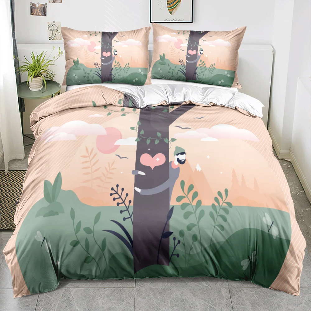 3D Custom Design Pink Bedding sets Valentine Day Duvet cover set Lovers Quilt covers Pillocases King Queen Full Twin Single Size
