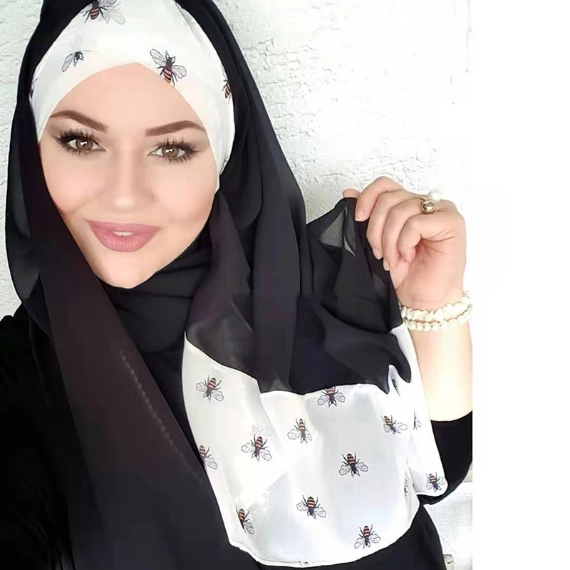 Moda muzułmańska szyfonowy hidżab Abaya hidżaby dla kobiet sukienka z dżerseju Abayas Turban szalik z turbanem