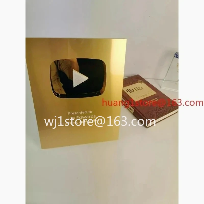 Personalized Content Creator Trophy, Gold Plated Custom Name Wall Plaque with Play Icon