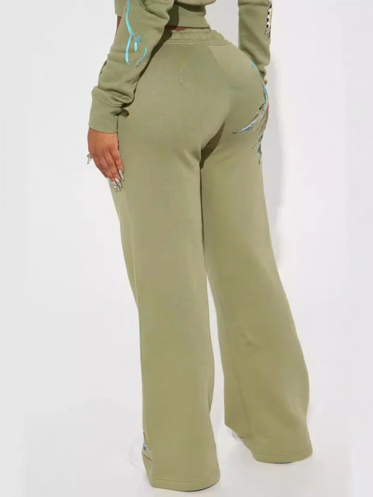 

Женский комплект свитшотов с модным принтом из органического хлопка, длинный све Sweet Sle, одежда обычной длины, лето 2024, одежда