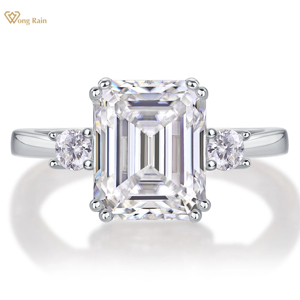 

Wong Rain 100% 925 Sterling Silver 3EX VVS1 D Color 8*10 MM Emerald Cut Real Moissanite Diamond Engagement Ring Fine Jewelry GRA