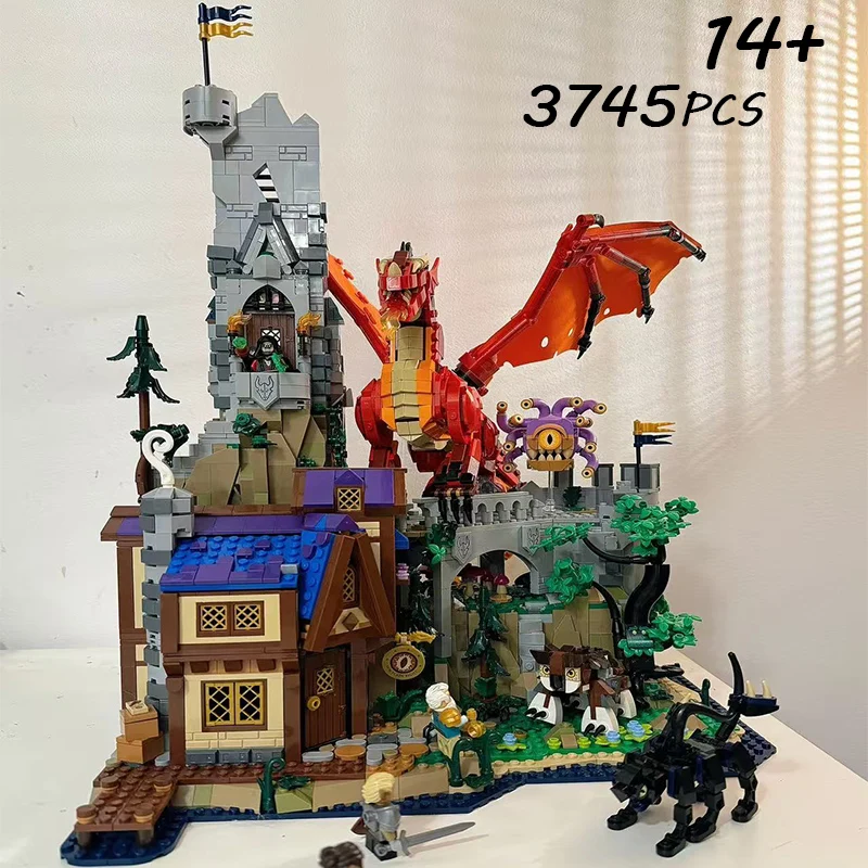 متوافق مع سلسلة IDEAS 21348 Dragon and Dungeon Red Dragon Legend لعبة مكعبات البناء للبالغين هدية