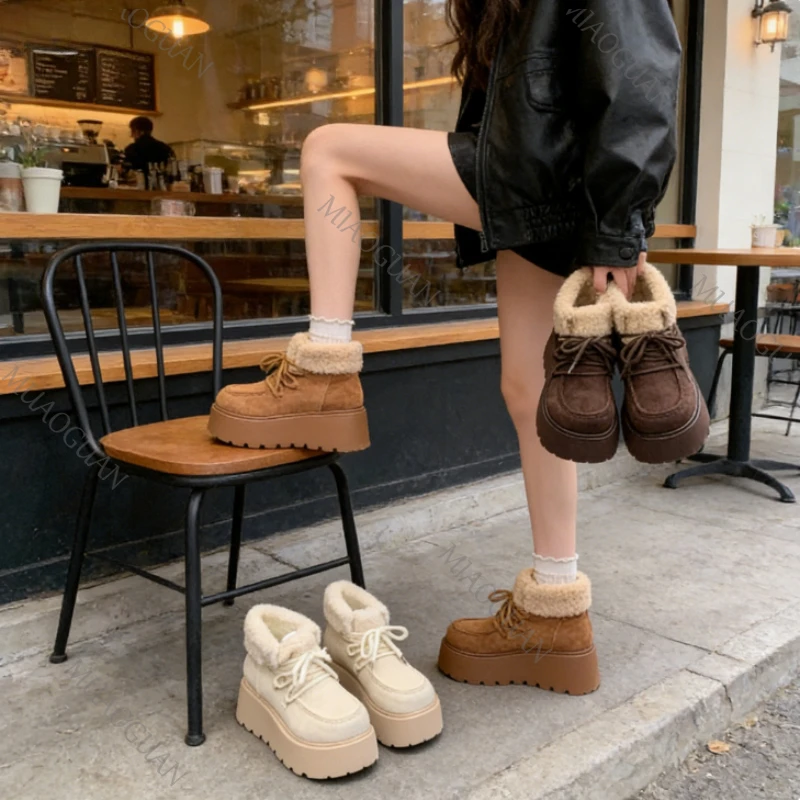 Botas De Nieve De Mujer Con Plataforma Gruesa, Algodón Y Suela Antideslizante Para Invierno_voghion.com