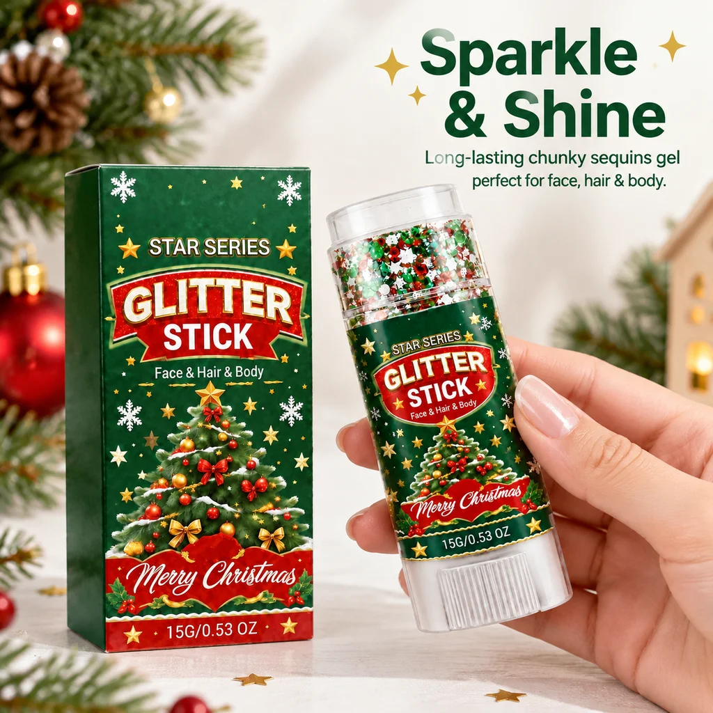 Xmas Party Glitter Crayon Shimmering Body Gel Stick Festival Face Hair Makeup Rotary Portable Net 15g Hair Body Festival Events