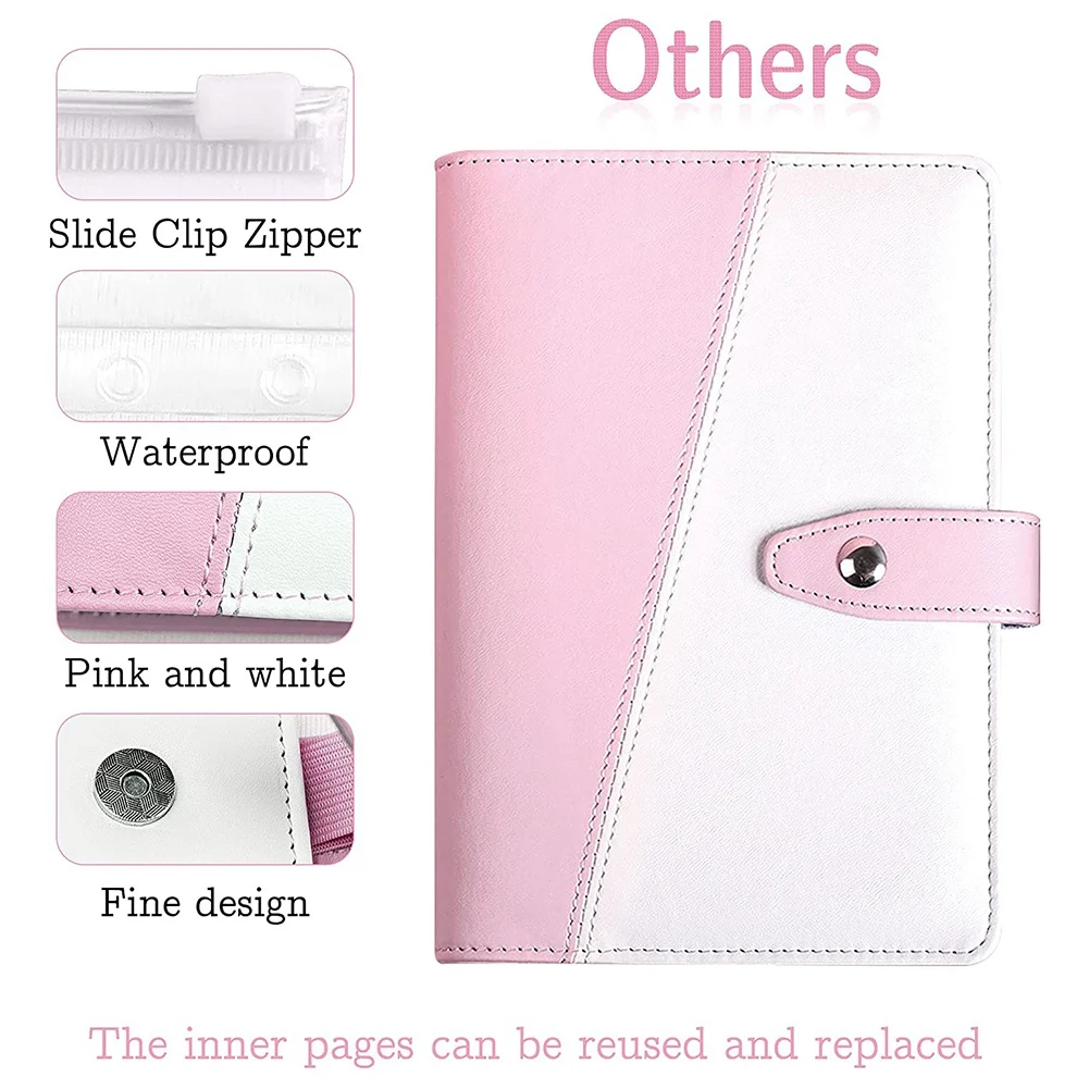 A6 PU Budget Binder,Cash Envelopes for Budgeting with Zipper Cash Envelopes,12 Budget Envelope,24 Self-Adhesive Label A