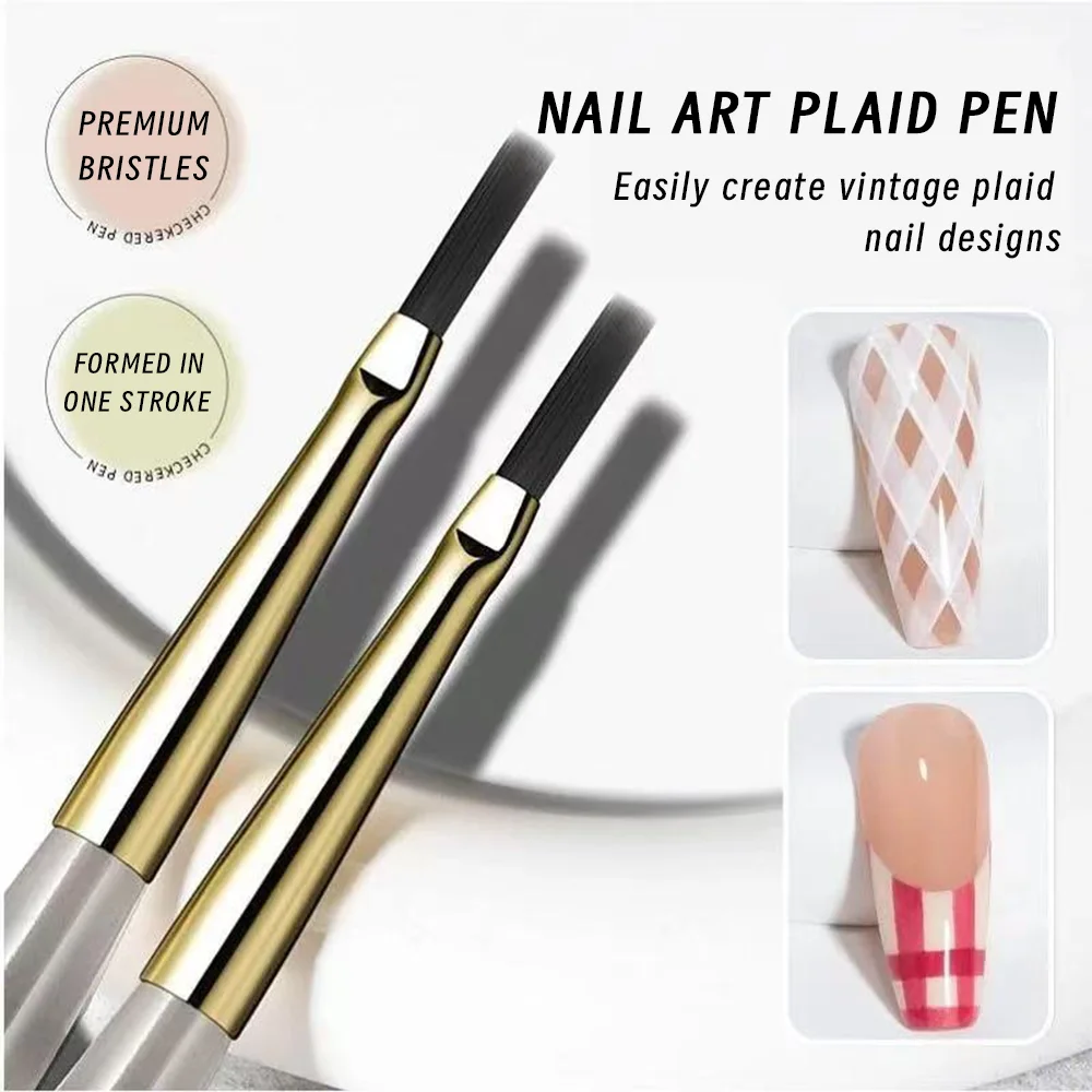 Ensemble de pinceaux pour Nail Art à carreaux français, grilles/lignes tartiates/détoiles minces, stylo de peinture pour dessin, Extension de Gel UV, outils de manucure, bricolage, 1/2 pièces