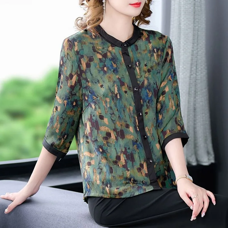 

Fashionable Patchwork Contrasting Tops New Season Loose Shirts Comfortable Versatile Elegant and Casual Pullovers