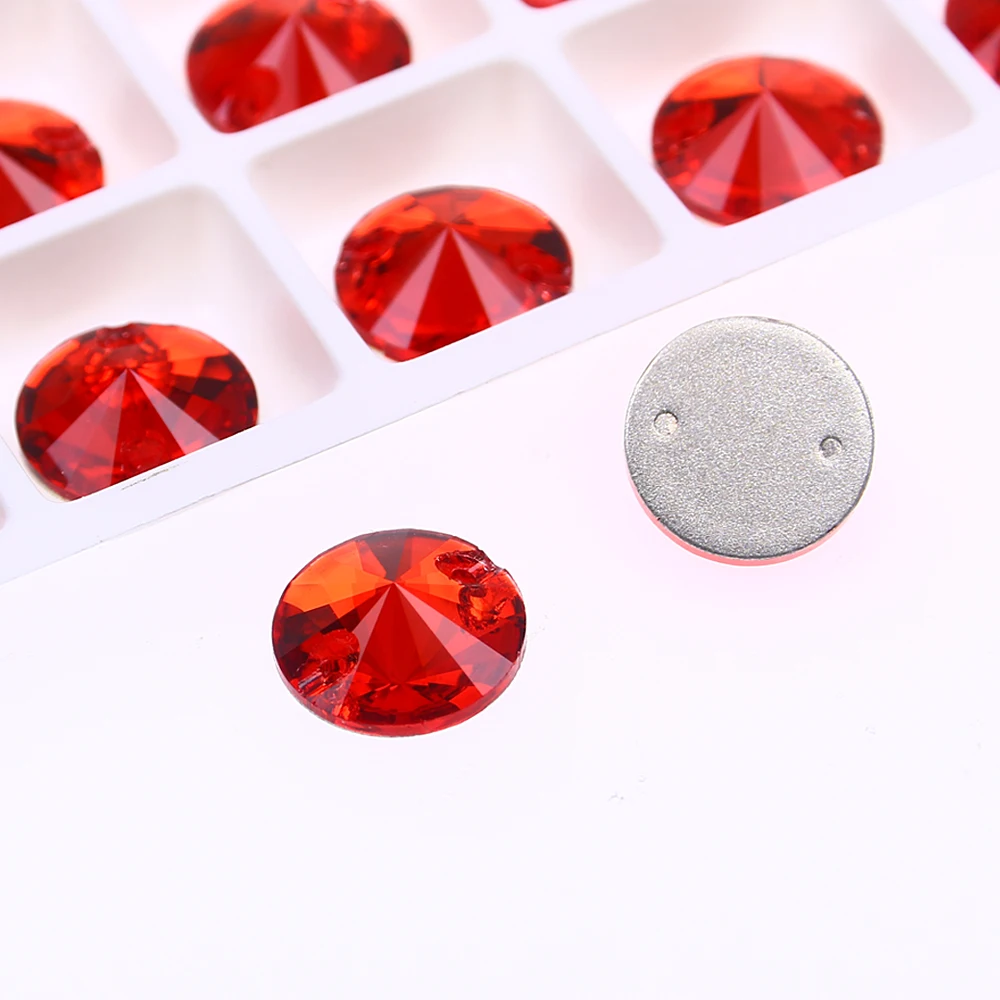 8-18MM 30PCS Round Rivoli Glass Flatback Sewing Rhinestones Gems for Wedding Dress Crafts Arts Iron-onTransfers For Clothing