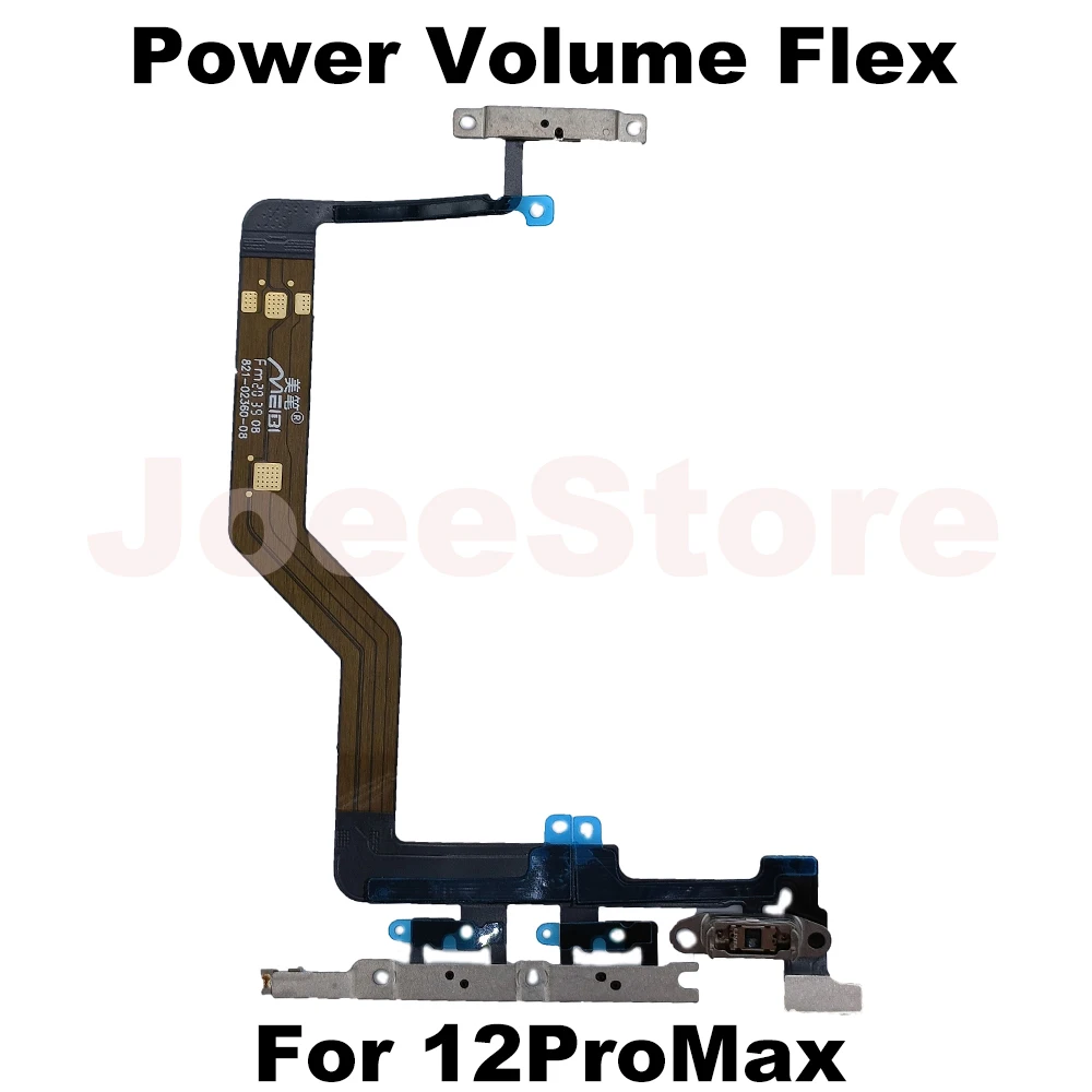 1pcs For iPhone 11 12 Pro Max Mini Power On Off Volume Up Down Switch Side Button Flex Cable With Metal Bracket Assembly Parts image 5