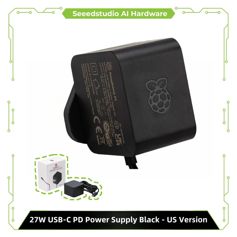 

27W USB-C PD Official Power Supply Black - US Version for Raspberry Pi 5