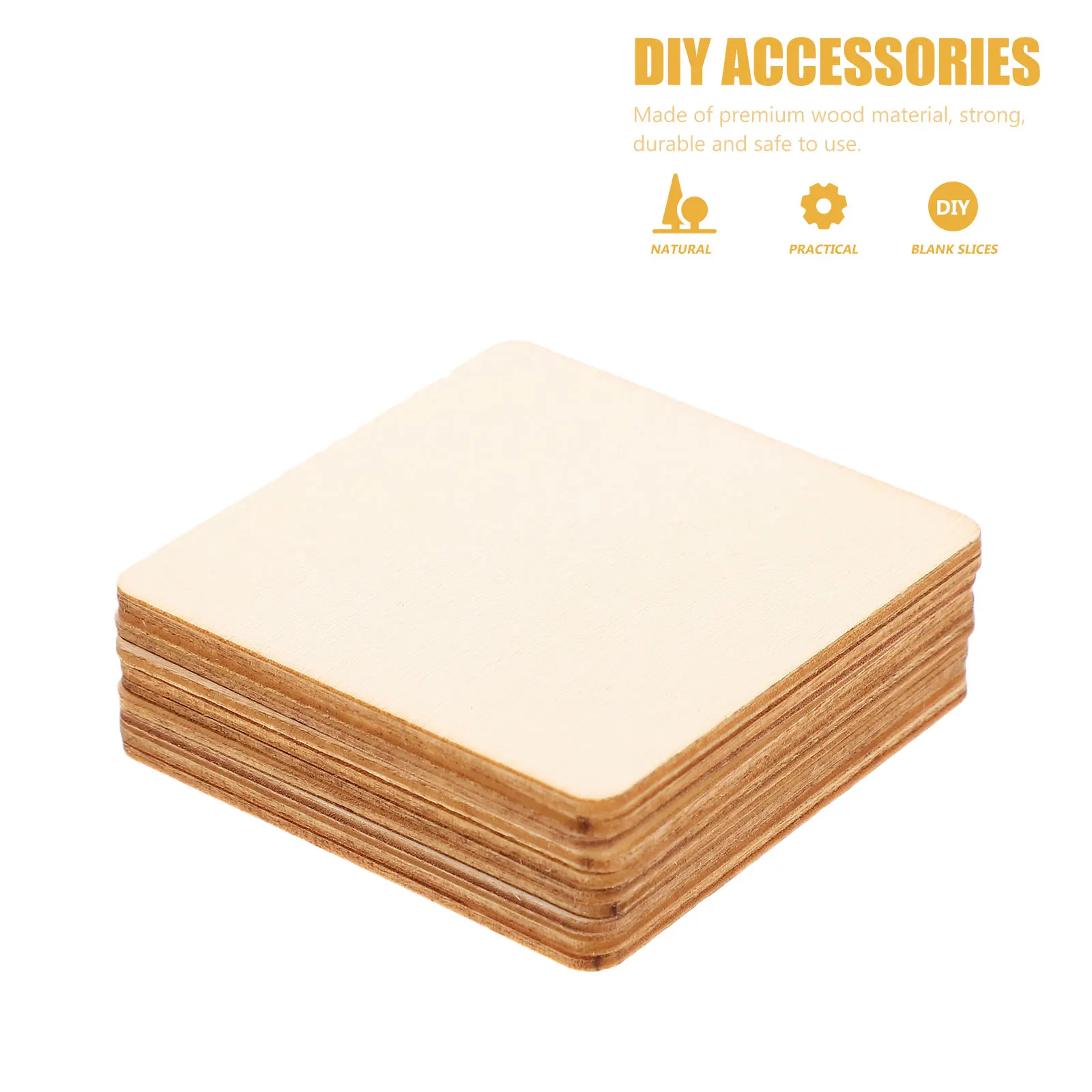 

10pcs Square Wood Pieces Craft Blank Coaster DIY Wooden Slices Unfinished Crafts Materials Natural HomeDecoration OilBrushes