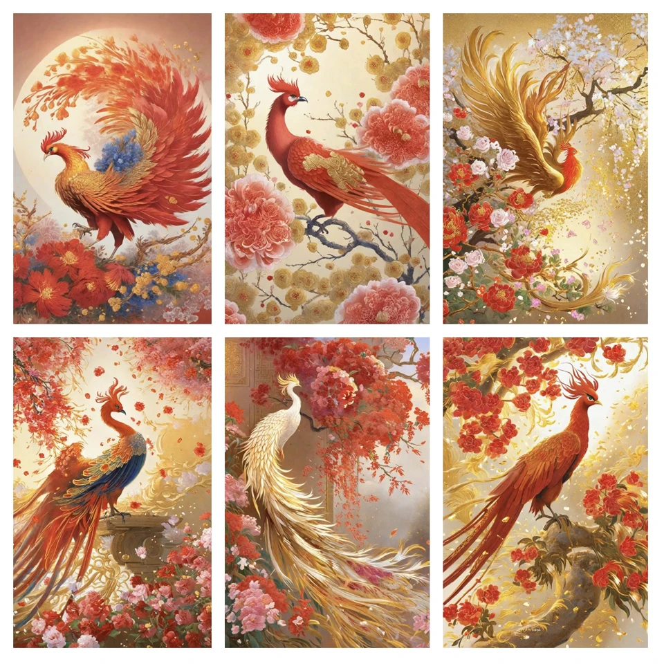 

5D DIY Diamond Painting Kits Phoenix Fantasy Full Square Round Embroidery Bird Animal Mosaic Home Decorations Gift