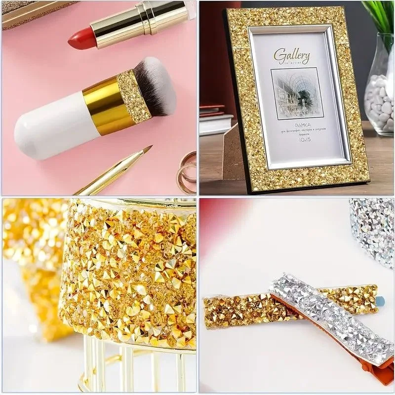 بلينغ حجر الراين ملصقات سلسلة لفة ذاتية اللصق الراتنج الماس للملابس الأحذية ديكور DIY الحرف اليدوية مجوهرات اكسسوارات