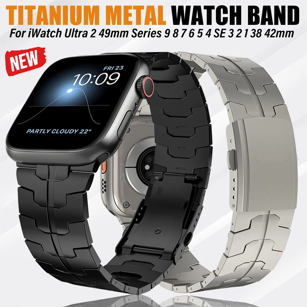 

Ремешок из титана и металла для Apple Watch Ultra 2 49 мм Series SE 6 5 4 40 44 мм, браслет для IWatch 9 8 45 41 мм 3 42 38 мм