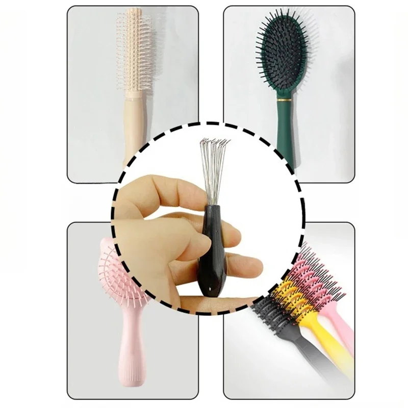 2pcs Comb Hair Brush Cleaner Plastic Handle Cleaning Brush Remover Embedded Beauty Tools Cleaning Products Cleaning Supplies