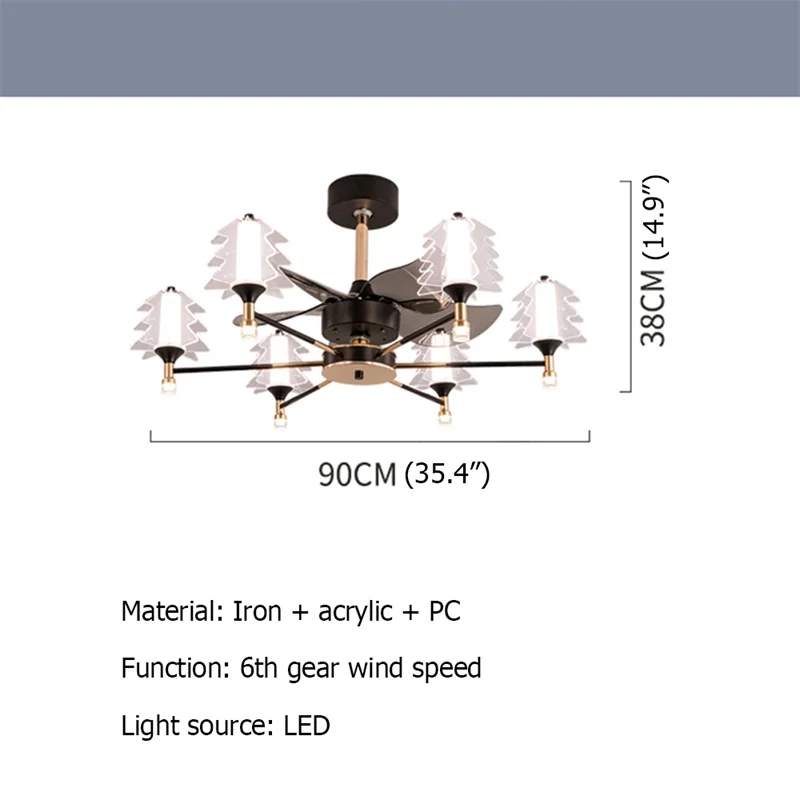 TINNY Postmodern Ceiling Fan with Lights Remote Control LED Lamp for Home Dining Room Decoration