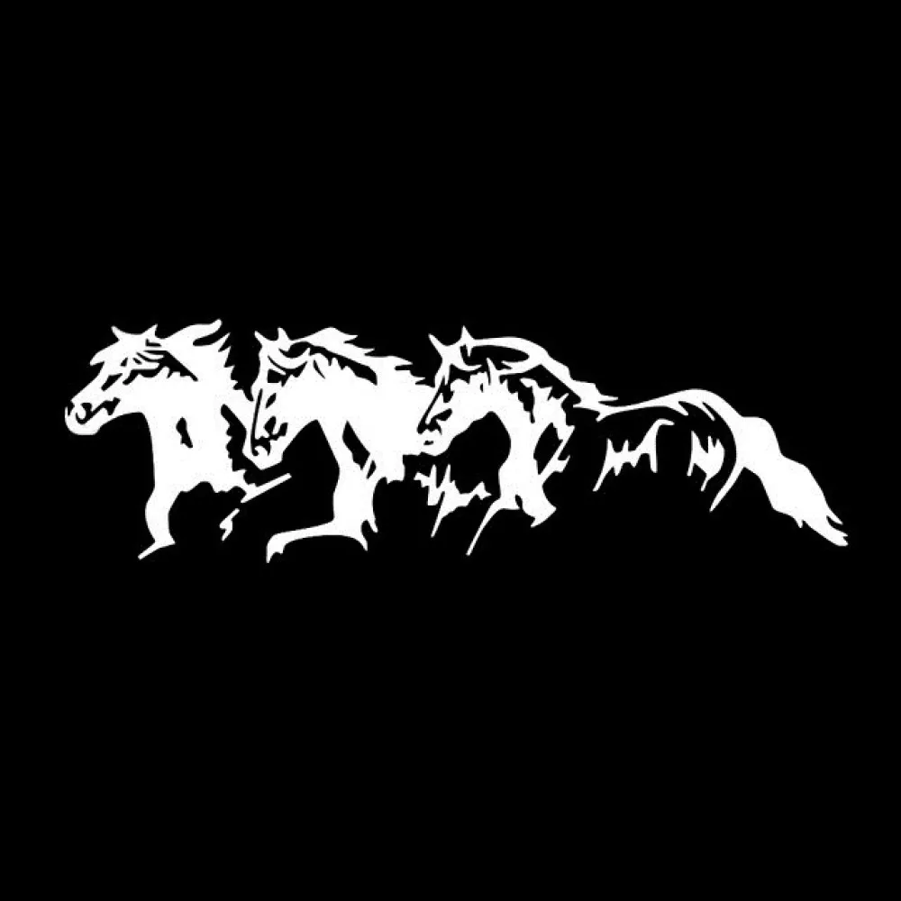 Three Galloping Horses Decorative Car Sticker For Miaokas Styling Sport Fan Decal Auto Exterior Accessory Vinyl Art