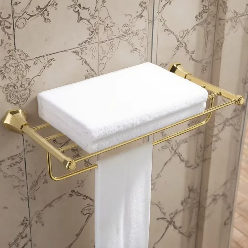 Modern Brass Gold Wall Mounted Towel Bar 613mm Single Rod PVD Plated Luxury Bathroom Hardware Accessory for Hotel Home Decor