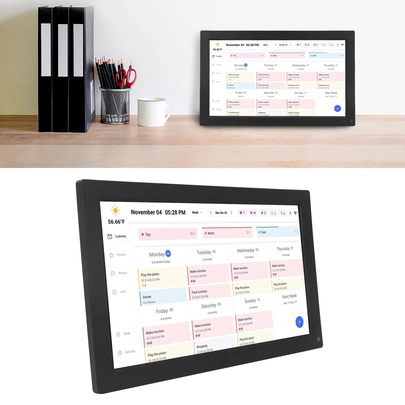 

Digital Calendar 15.6 Inch Interactive Touchscreen Desktop Wall Mount APP Control Digital Family Planner Calendar with Chore Cha