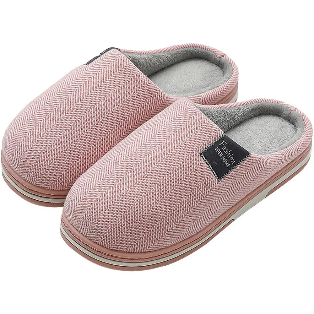 

Autumn Fashion Simple Knitted Bedroom Shoes Warm Non-Slip Cotton Slippers Man Slippers Women Slippers