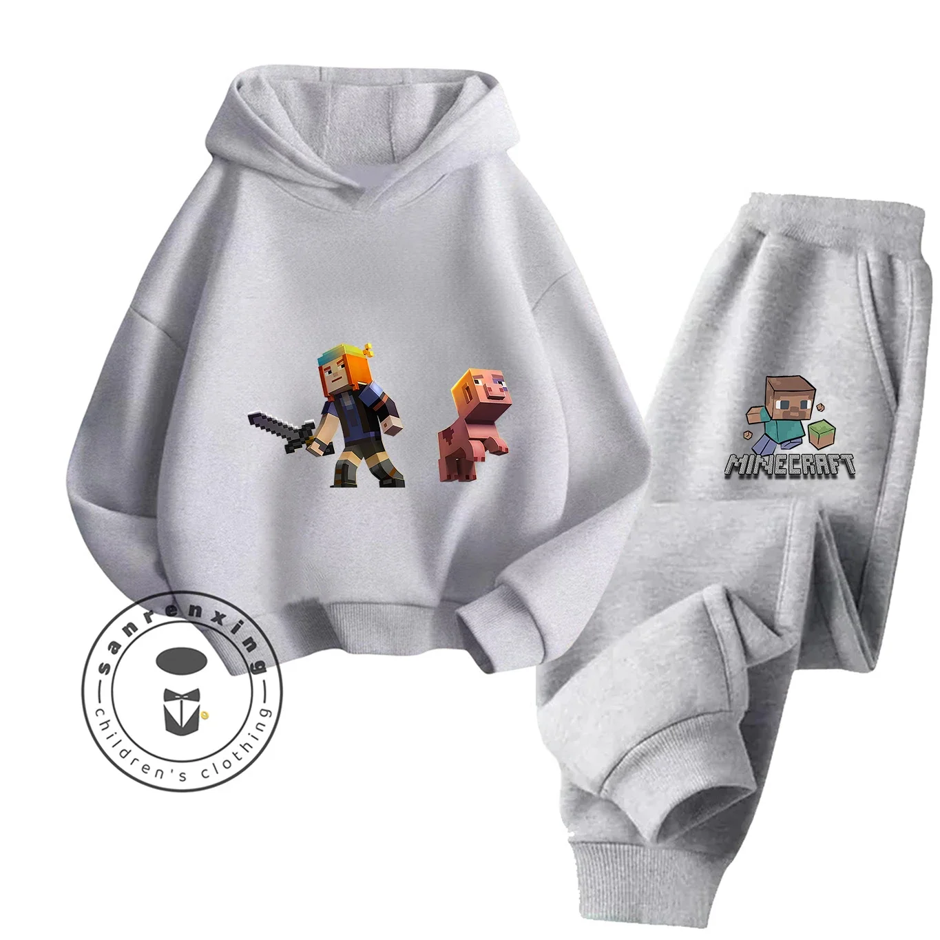 موضة Minecraft 2D الكرتون المطبوعة هوديي مجموعة 2025 رائجة البيع للأطفال المراهقين بنين بنات عادية الخريف الشتاء