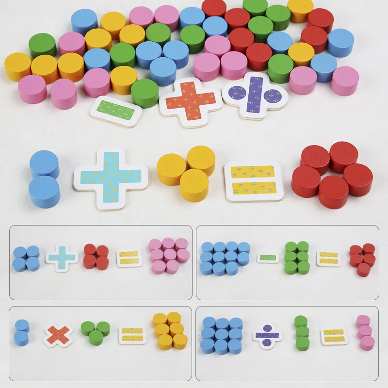 Children's Wooden Color Number Cognitive Matching Addition Subtraction Operation Montessori Logical Thinking Training Math Toys