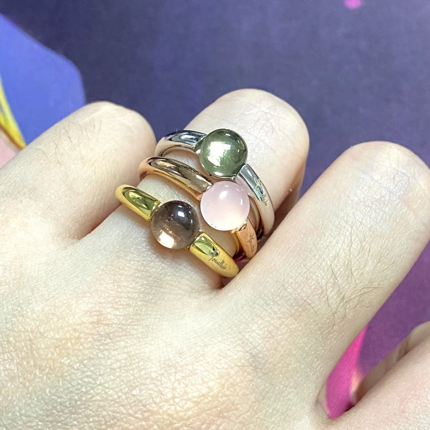 Ring 23 Colors Simple Round Candy Style Ring Gold Plated Natural Crystal Ring For Women Candy Ring Birthday Gift