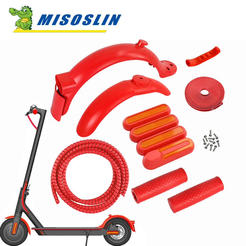 Color Rear Mudguard Set for Xiaomi Mi3 M365 1S Pro Pro2 E-Scooter Fender Guard Non-slip Silicone Handle Protective Case Decorate