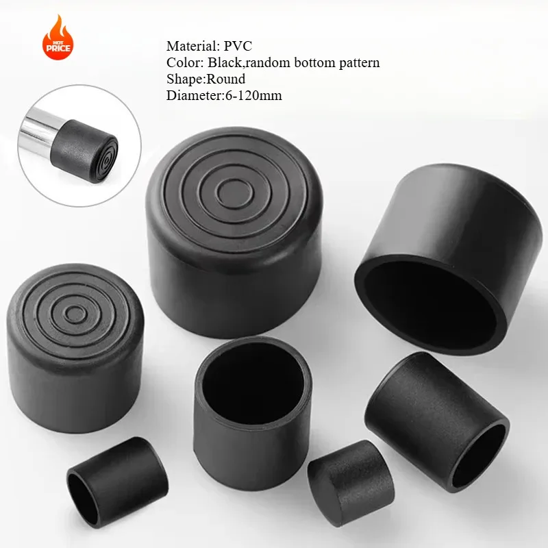 Round Soft PVC Pipe Sleeve Tube Cap Furniture Foot Table End Plugs Anti-Skid Floor Protector Caps 6/8/10/12/14/16/20/25/30-120mm