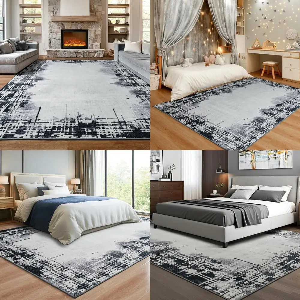 

Современный абстрактный ковер, 8x10 для гостиных, можно стирать в машине, нескользящий мягкий ковер с низким ворсом, обеденный ма в винтажном стиле