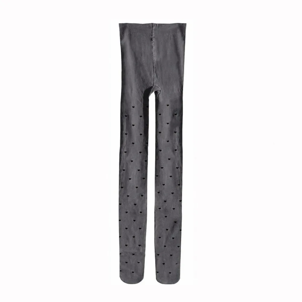 Sexy Grey Polka Dot Tights Elastic Polka Dot Heart Pattern Pantyhose Slim Fit Good Stretch Thigh High Stockings Autumn & Winter