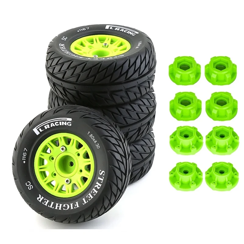 4Pcs 113mm 1/8 1/10 Short Course Truck Tire with 12mm 14mm 17mm Wheel Hex for TRAXXAS Slash ARRMA SENTON Vkar SCTX10 HPI RC Car