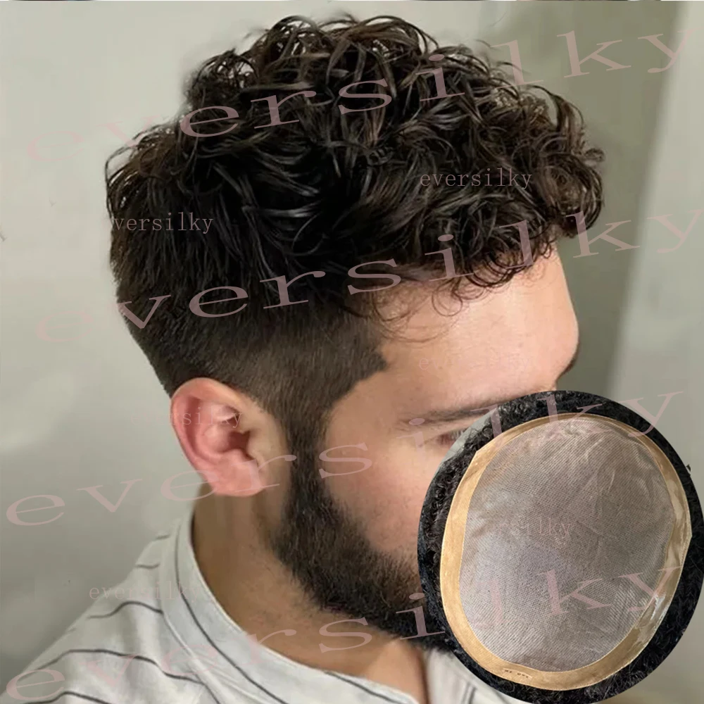 8mm Afro Curly Weave Parrucche da uomo Marrone Nero Capelli umani Super Durevole Mono Parrucchino 15mm 20mm 10mm Protesi capillare Sostituzione