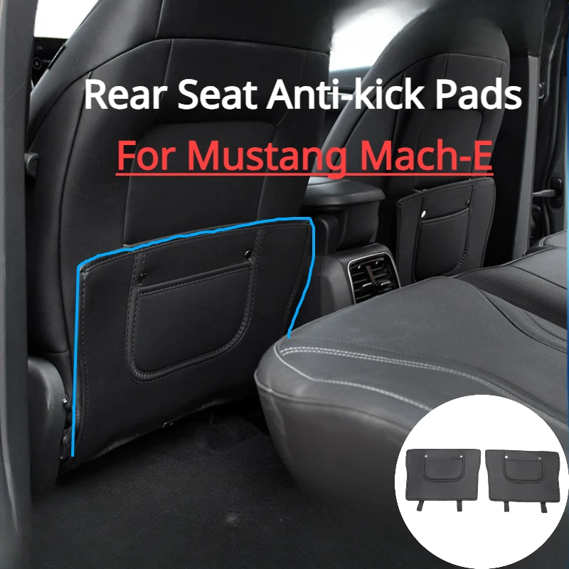 

Seat Anti-kick Pad for Ford Mustang Mach-E 2pcs Rear Seats Back Protective Pads Kids Anti Dirt Storage Bag PU Leather 2021-2023