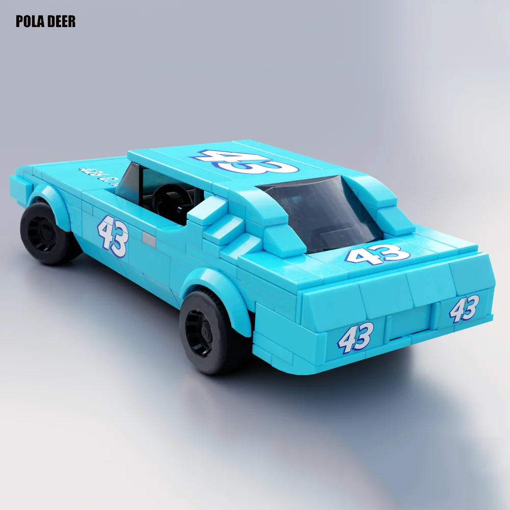 283PCS MOC Speed Champions 1971 Plymouth Road Runner Richard Petty Building Blocks DIY Assembled Model Toy Brick Birthday Gifts