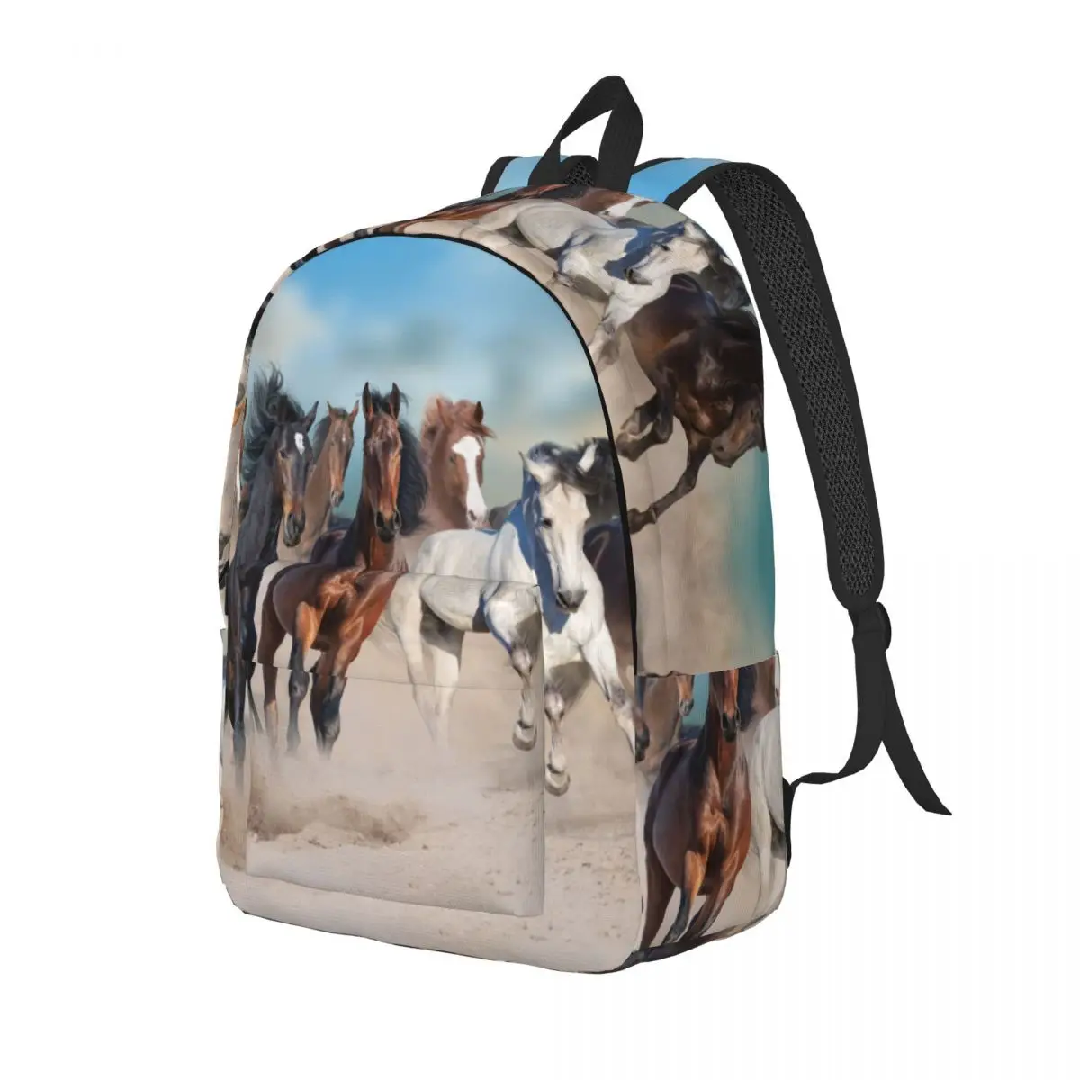 Horse Herd Animal Running for Teens Student School Bookbag Galloping Horses Lovers Daypack Elementary High College Gift