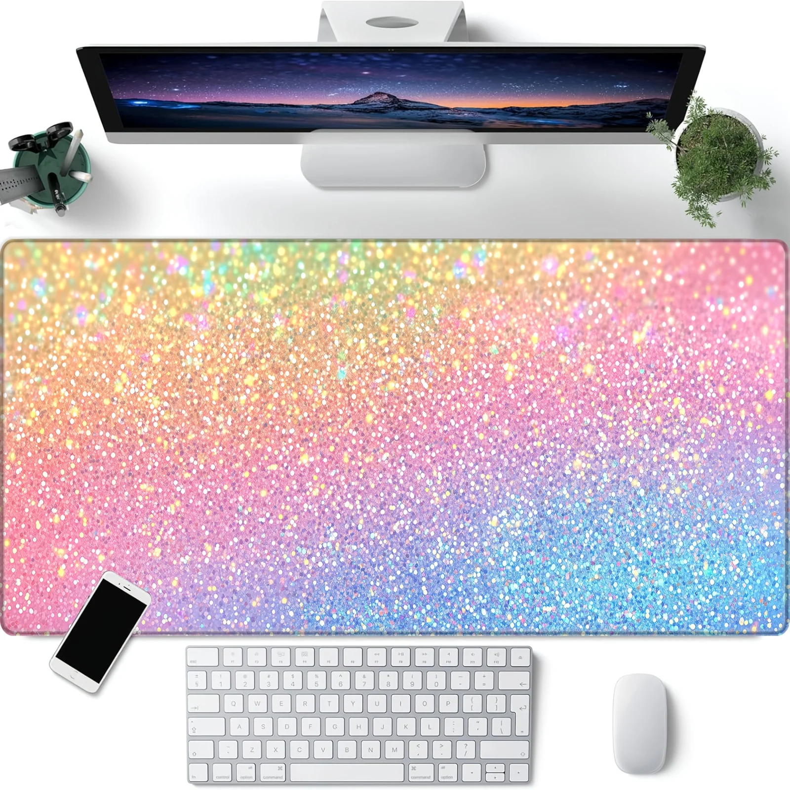Extra-Large HD Colorful Gradient Gaming Mouse Pad - Non-Slip Rubber Base, Desk Mat for Keyboard and Office Use