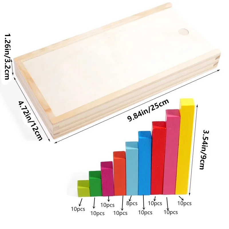 Farbige Zählstäbe aus Holz mit Box zur Aufbewahrung, mehrfarbige Bausteine, Farbkognitionsspiel, Arithmetikspielzeug für Kinder