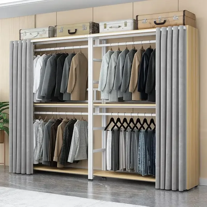 Hanger Coat Rack Bedroom Combination Corner Wardrobe Thickened and Bold Multifunctional Easy Assembly Metal Wardrobe