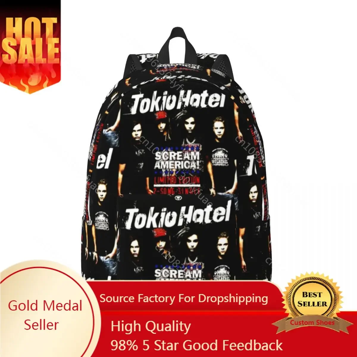 Tokio Hotels Backpack Group Music Youth Polyester Hiking Backpacks Big Fun School Bags Rucksack