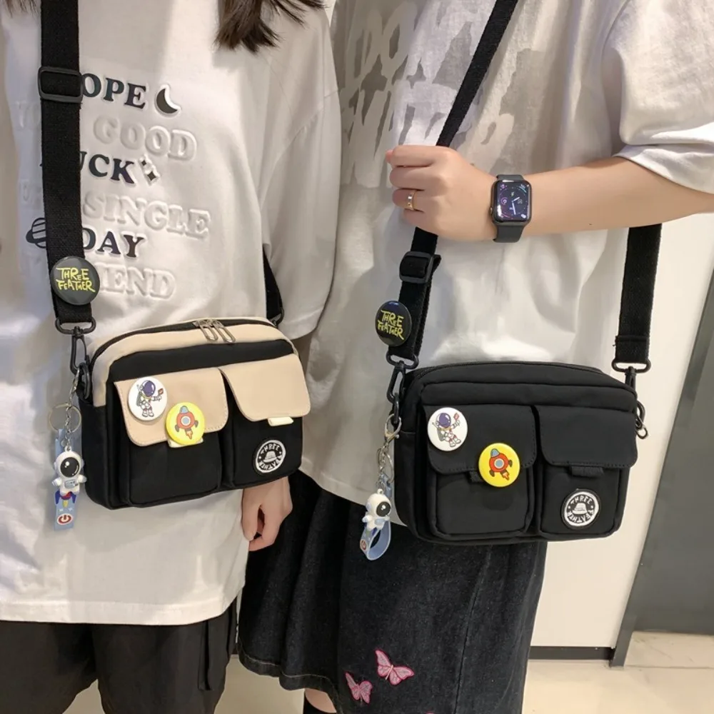 

Casual Versatile Men's Crossbody Bag Large Capacity Japanese Style Shoulder Bag Retro with Pendant Messenger Bag Unisex