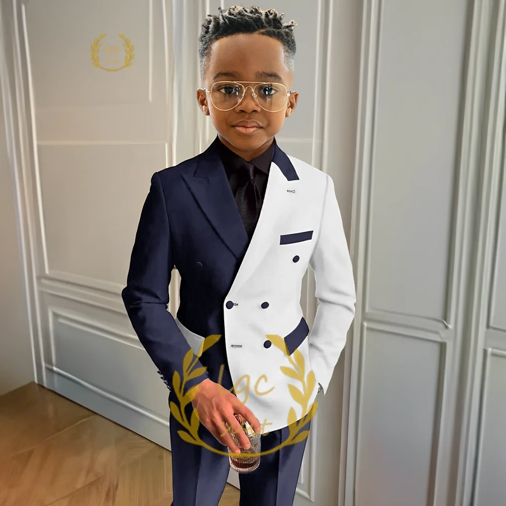 Boys suit dress color matching suit 2 piece set (jacket + trousers) children's fashion wedding party cocktail dinner suit