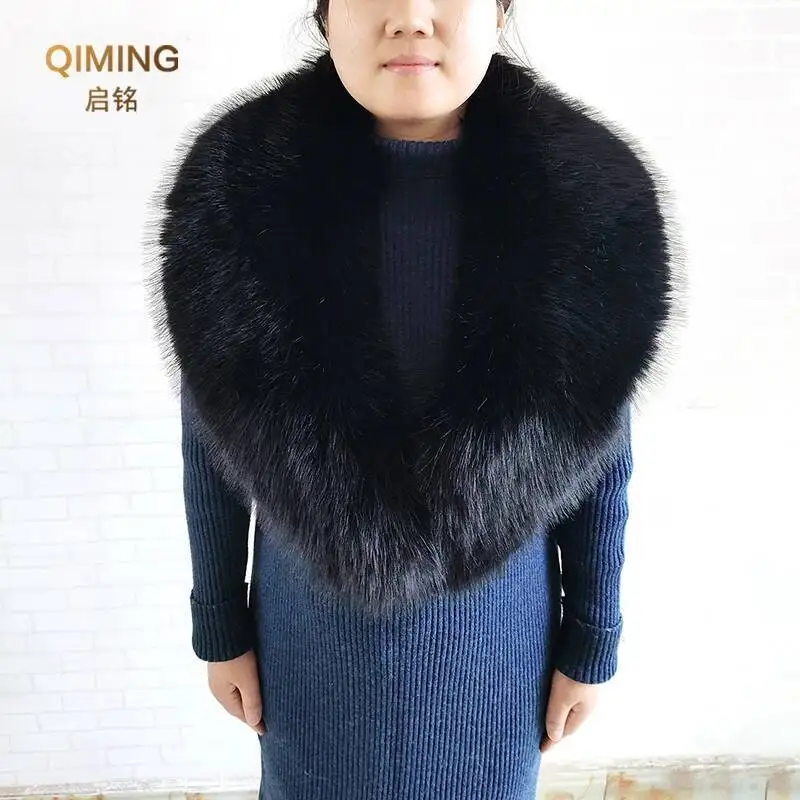 Autumn Winter Female Faux Fur Collar Fluffy Imitation Fox Fur Scarf Fake Raccoon Large Furry Shwal Neck Warmer Women Decoration