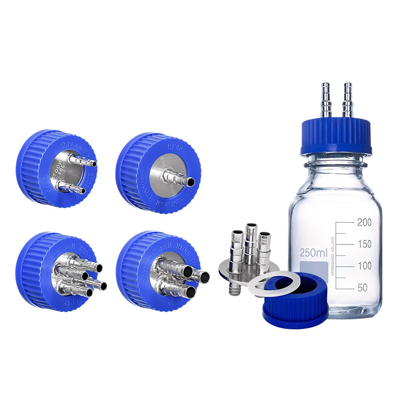 GL45 Fermentation Tank Reactor Feed Cap Jar Lid with PP or SS304 Bards Refill Bottle Cover Media Bottle Screw Headspace Caps