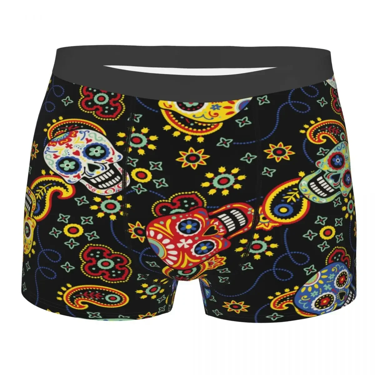 Men's Panties Underpants Boxers Underwear Cute Day of The Dead Skulls with Bandana Paisley Sexy Male Shorts