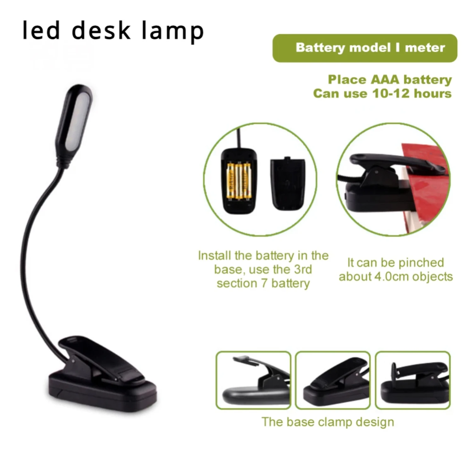 

New Mini LED Book Night Light Table Lamp Eye Protection Adjustable Clip-on Table Lamp Battery Powered Flexible Study Bedroom Rea