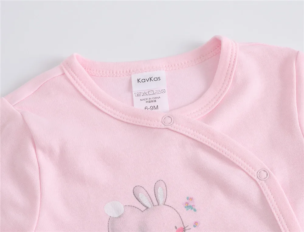 Kavkas Long Sleeve Baby Girls Rompers Cute Rabbit Design Cotton Autumn Clothes 0-12 Months Infant Jumpsuit