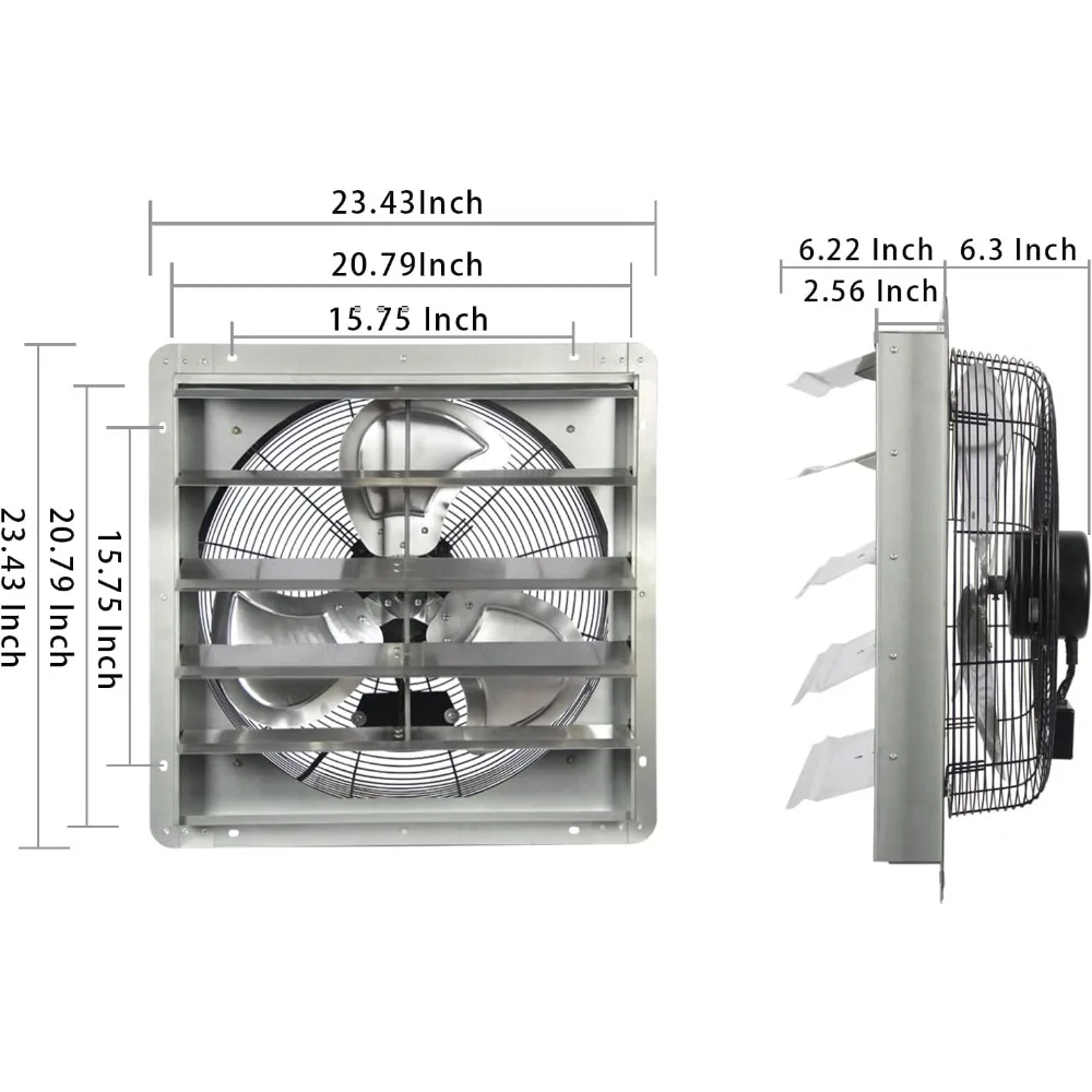 Вытяжной вентилятор с 20-дюймовым затвором и настенным шнуром питания 1,65 метра, высокая скорость 3500CFM